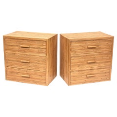 Vintage Pair of 1970's Split Bamboo Bachelors Chests