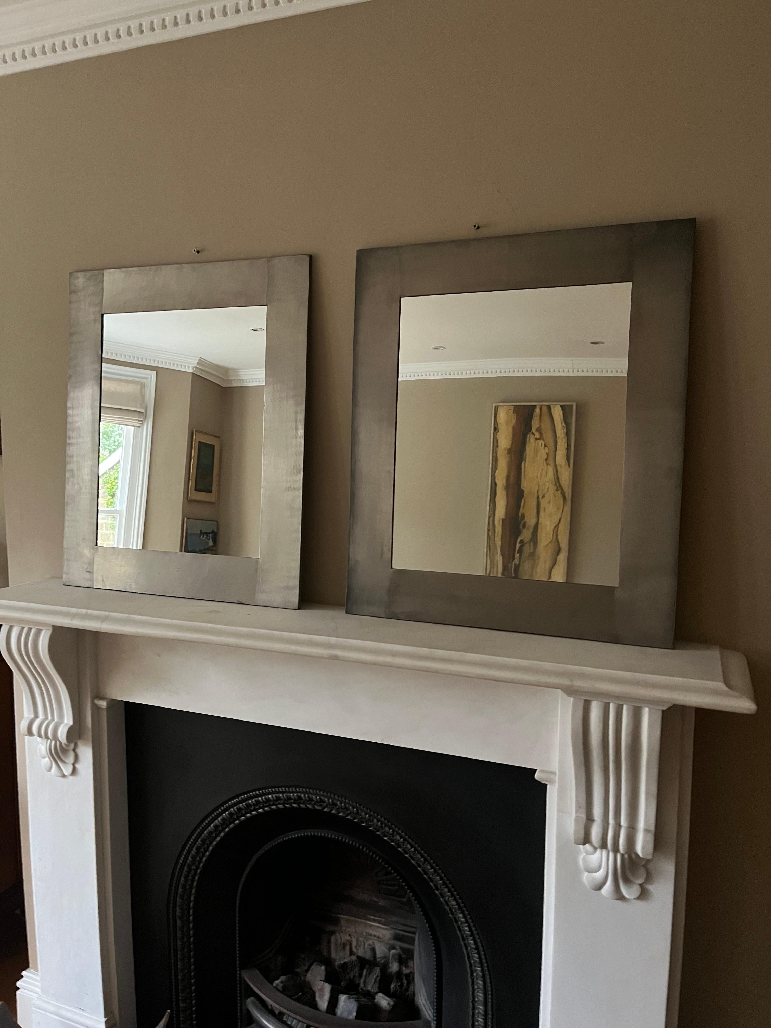 A pair of steel framed 1970’s brutalist mirrors very well made and stylish. 
