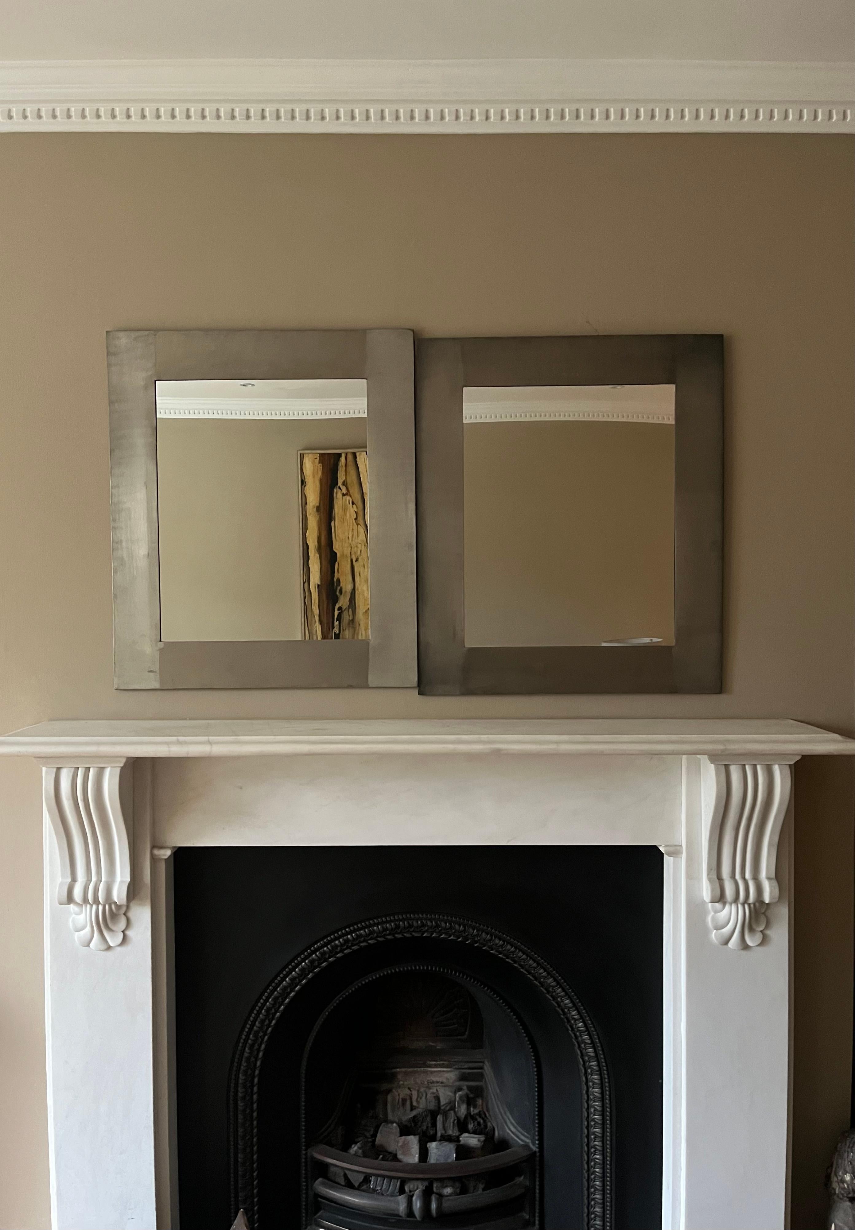 Pair of 1970’s nickel on brass framed mirrors In Good Condition For Sale In London, GB