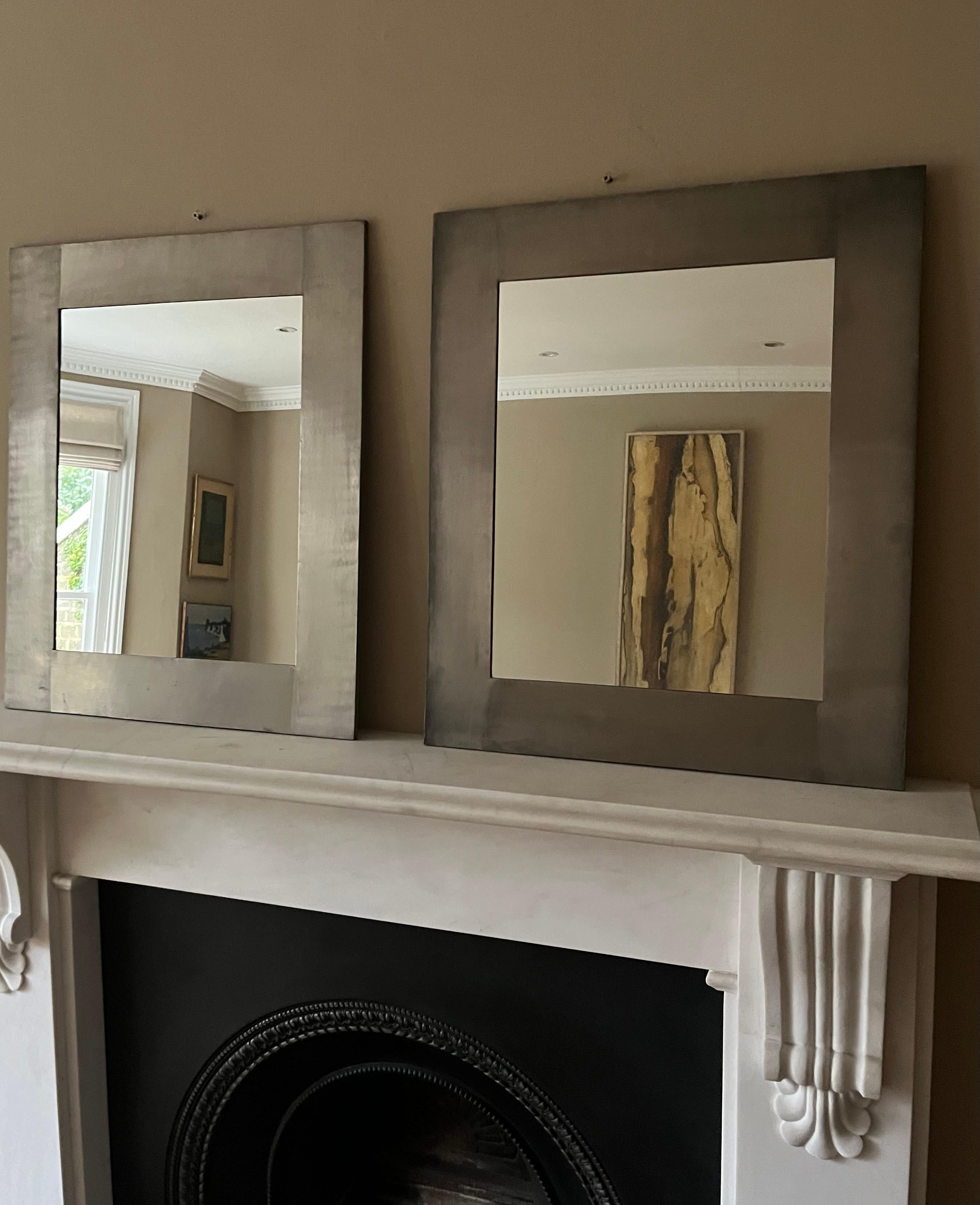 Pair of 1970’s nickel on brass framed mirrors For Sale 1