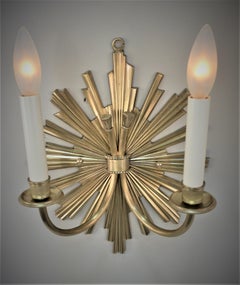 Pair of 1970s "Sun" Model Bronze Sconces