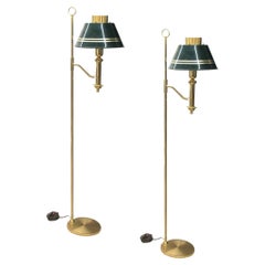 Pair of 1970s Swedish Brass
Metal Bracket Floor Lamps with Green Metal Shades Pair of 1970s Swedish Brass
Metal Bracket Floor Lamps with Green Metal Shades