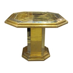 Pair of 1970s Swedish Brass & Metal Octagonal Side Tables Signed Harry Snören