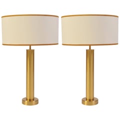Pair of 1970s Swedish Brushed Brass Table Lamps