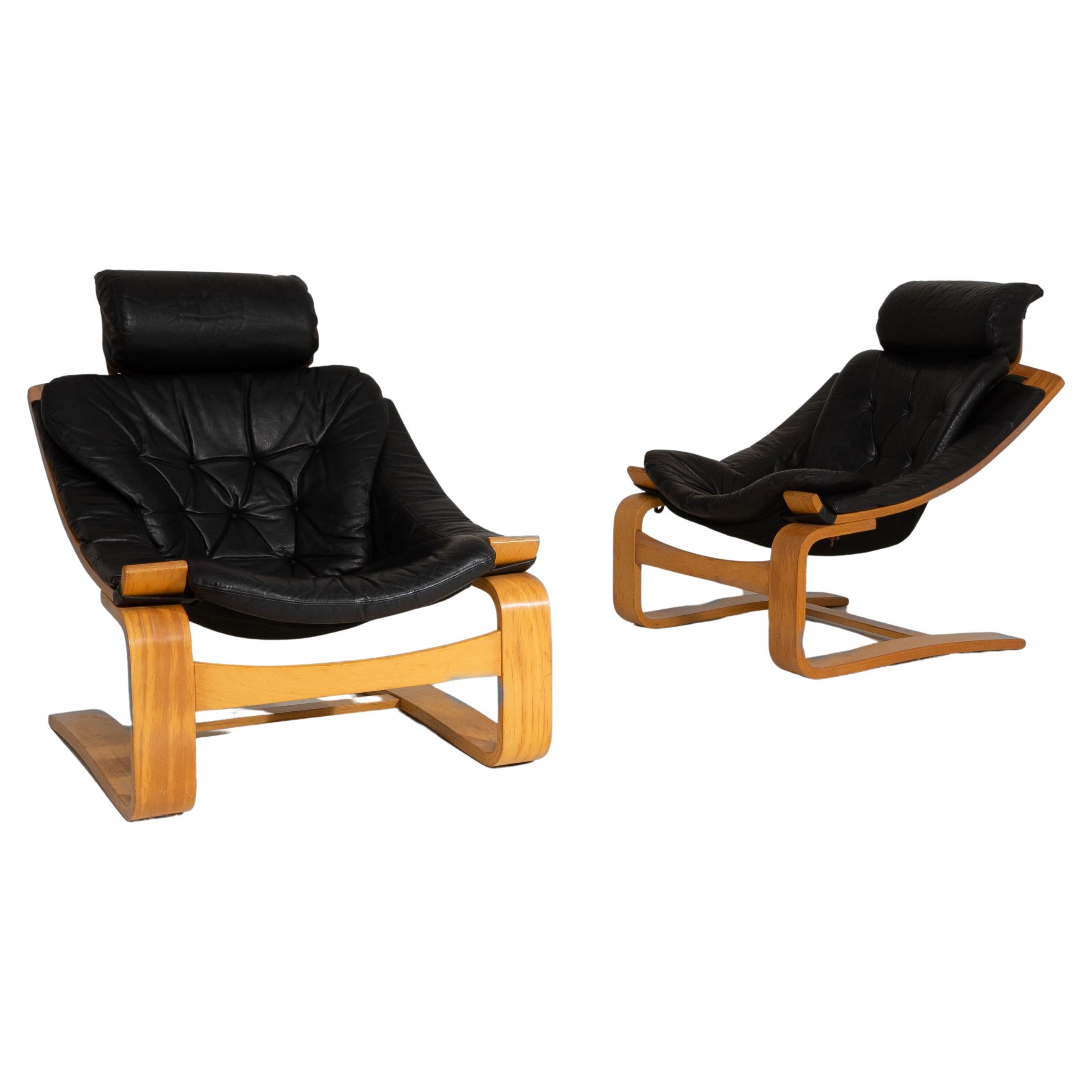 Ein Paar schwedische Kroken-Sessel aus den 1970er Jahren von Ake Fribyter für Nelo Möbel