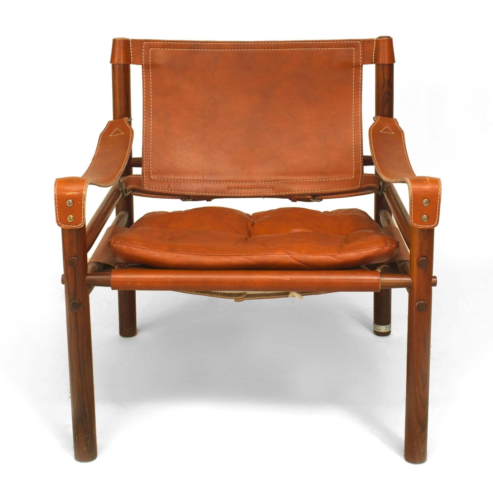 Post-Modern Pair of 1970s Swedish Leather Armchairs by Norel