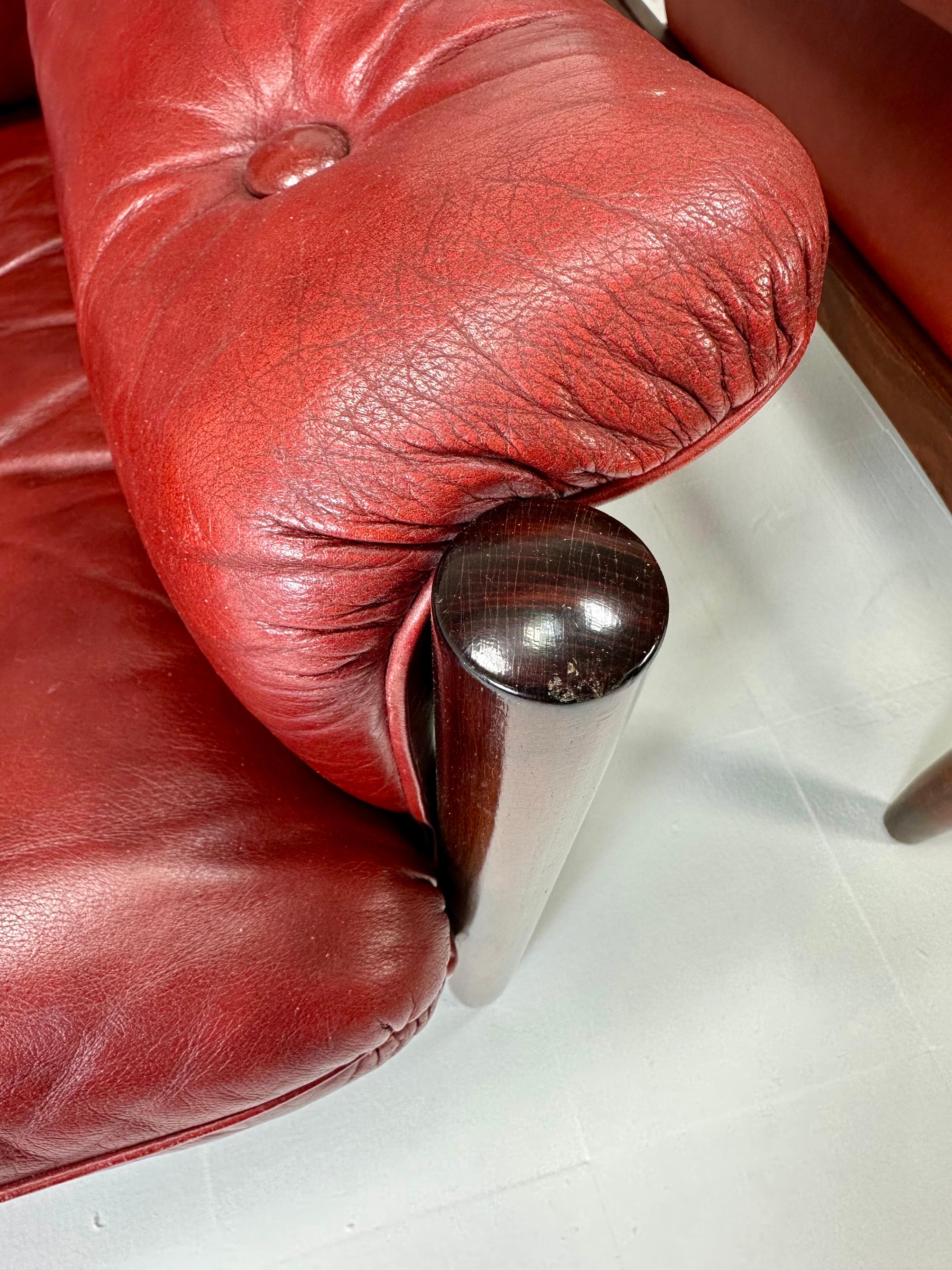 Pair of 1970’s Swedish Leather Lounge Chairs For Sale 5