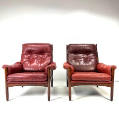 Pair of 1970’s Swedish Leather Lounge Chairs