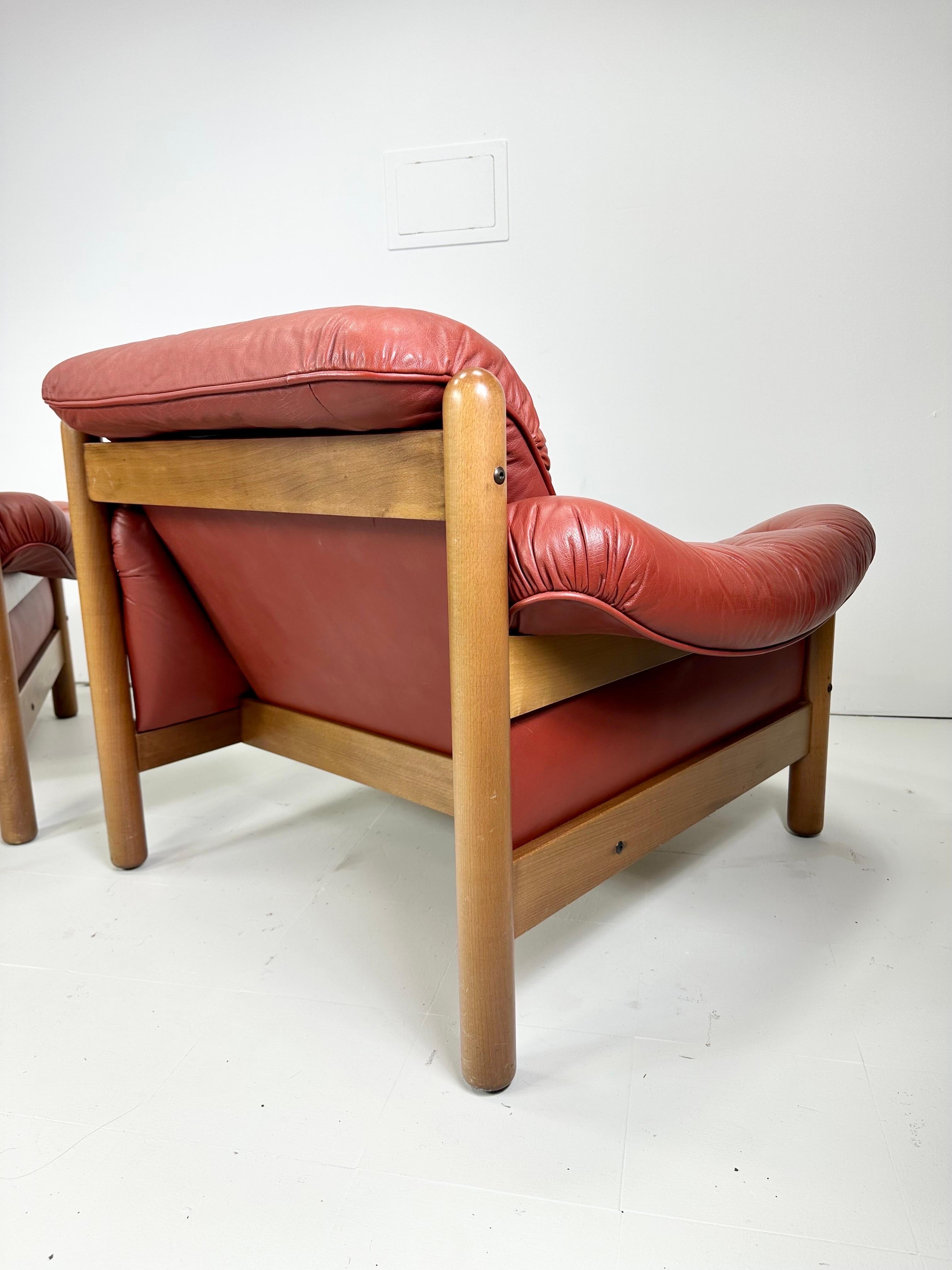 20th Century Pair of 1970’s Swedish Leather Lounge Chairs