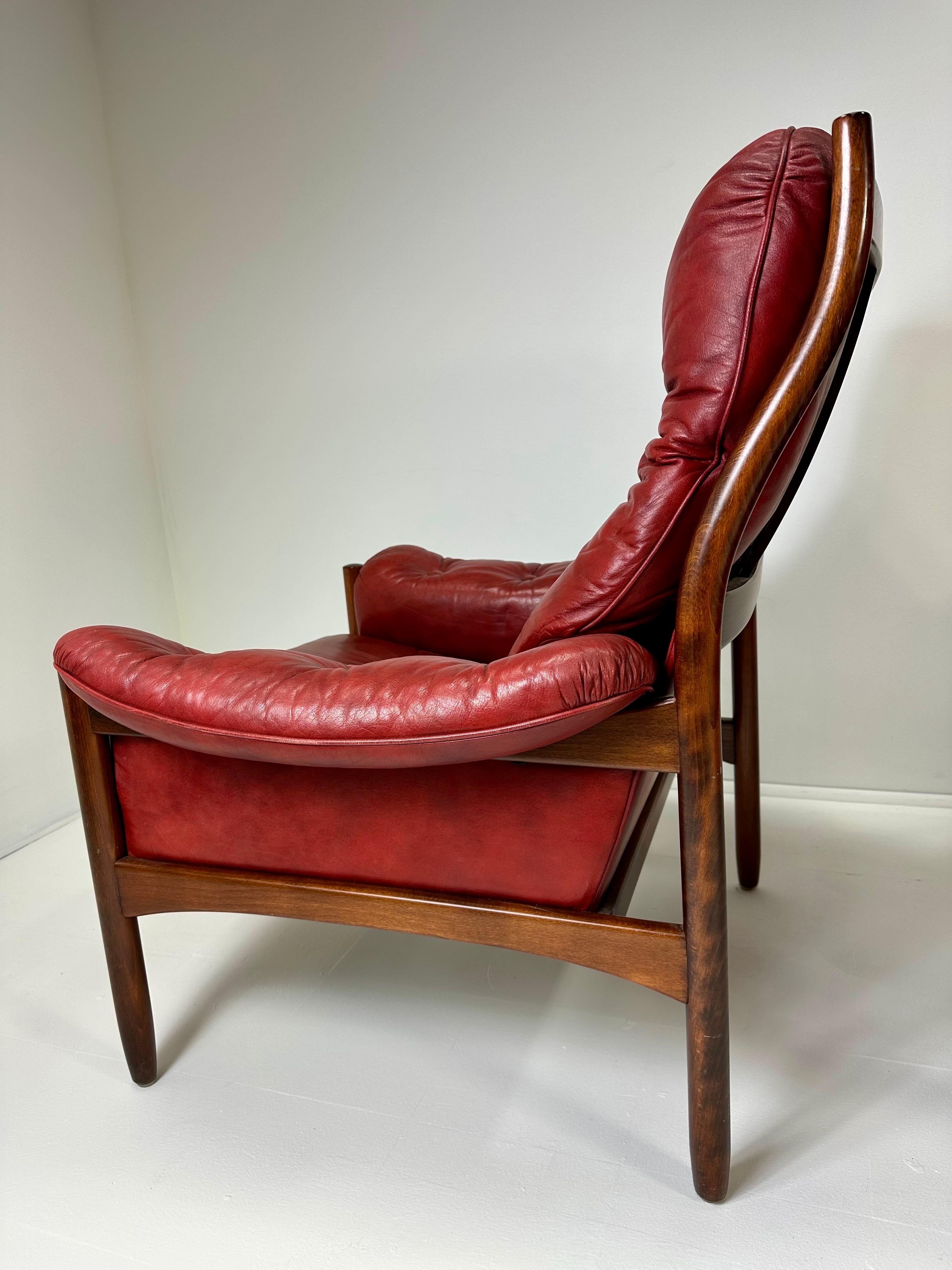 Pair of 1970’s Swedish Leather Lounge Chairs For Sale 2