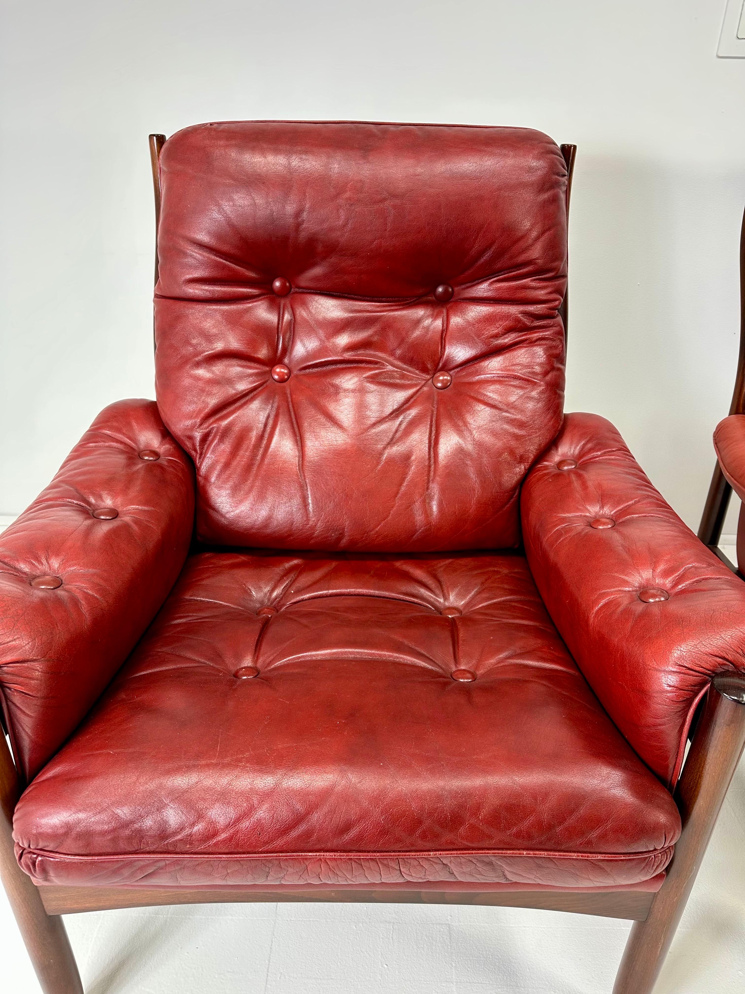 Pair of 1970’s Swedish Leather Lounge Chairs For Sale 3