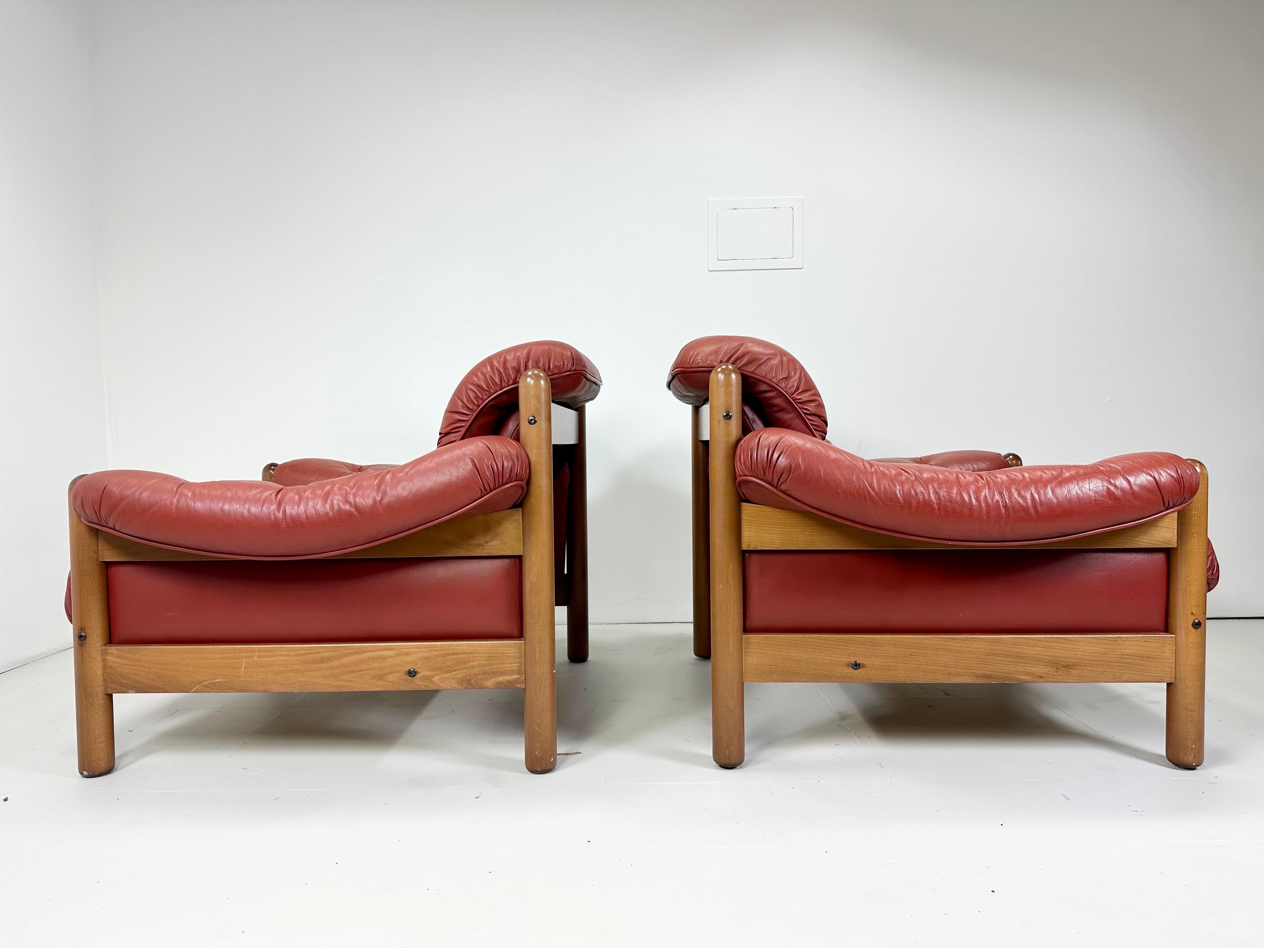 Pair of 1970’s Swedish Leather Lounge Chairs 4