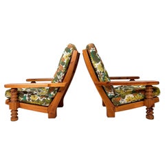 Pair of 1970s Swedish Pine "Tälja" Lounge Chairs by Sven and Christian Larsson