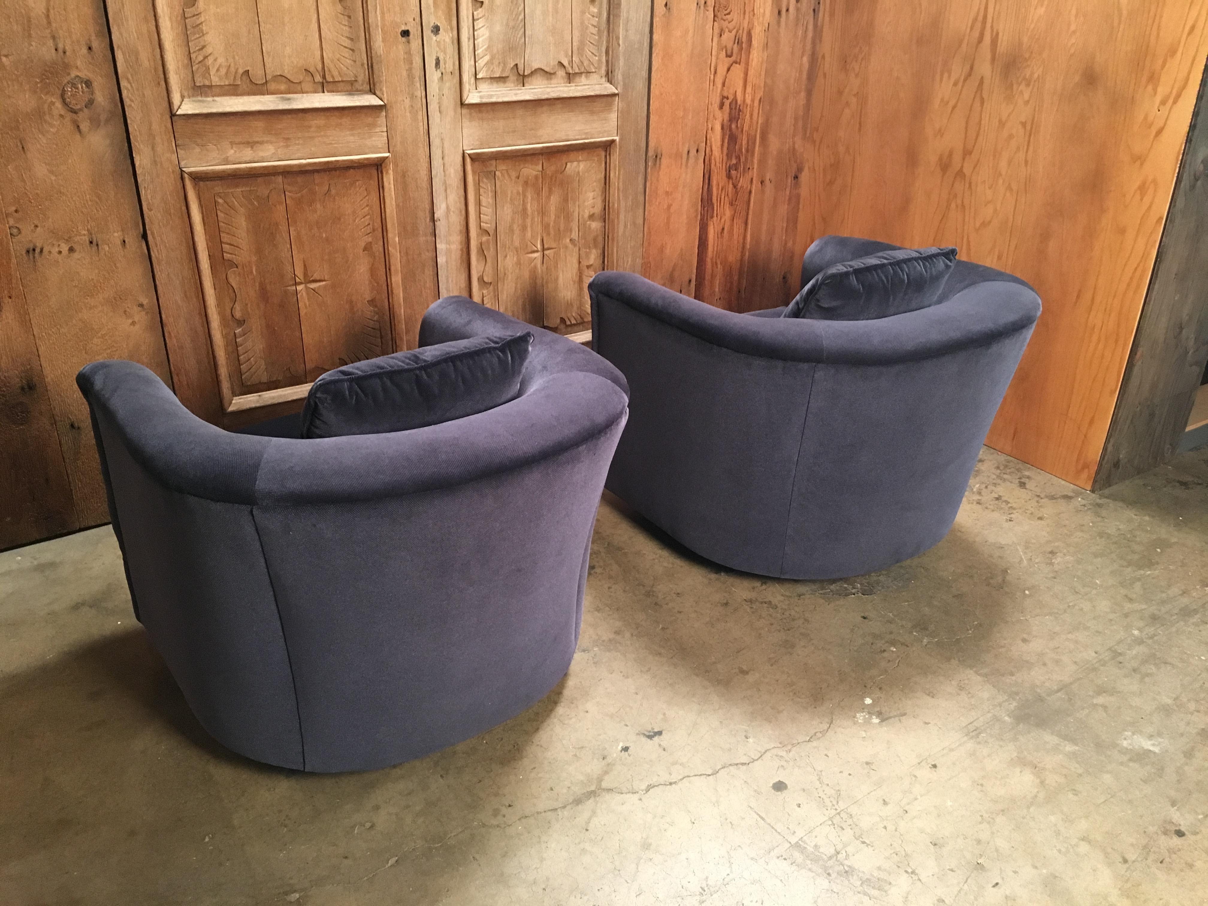 Upholstery Pair of 1970s Swivel Club Chairs