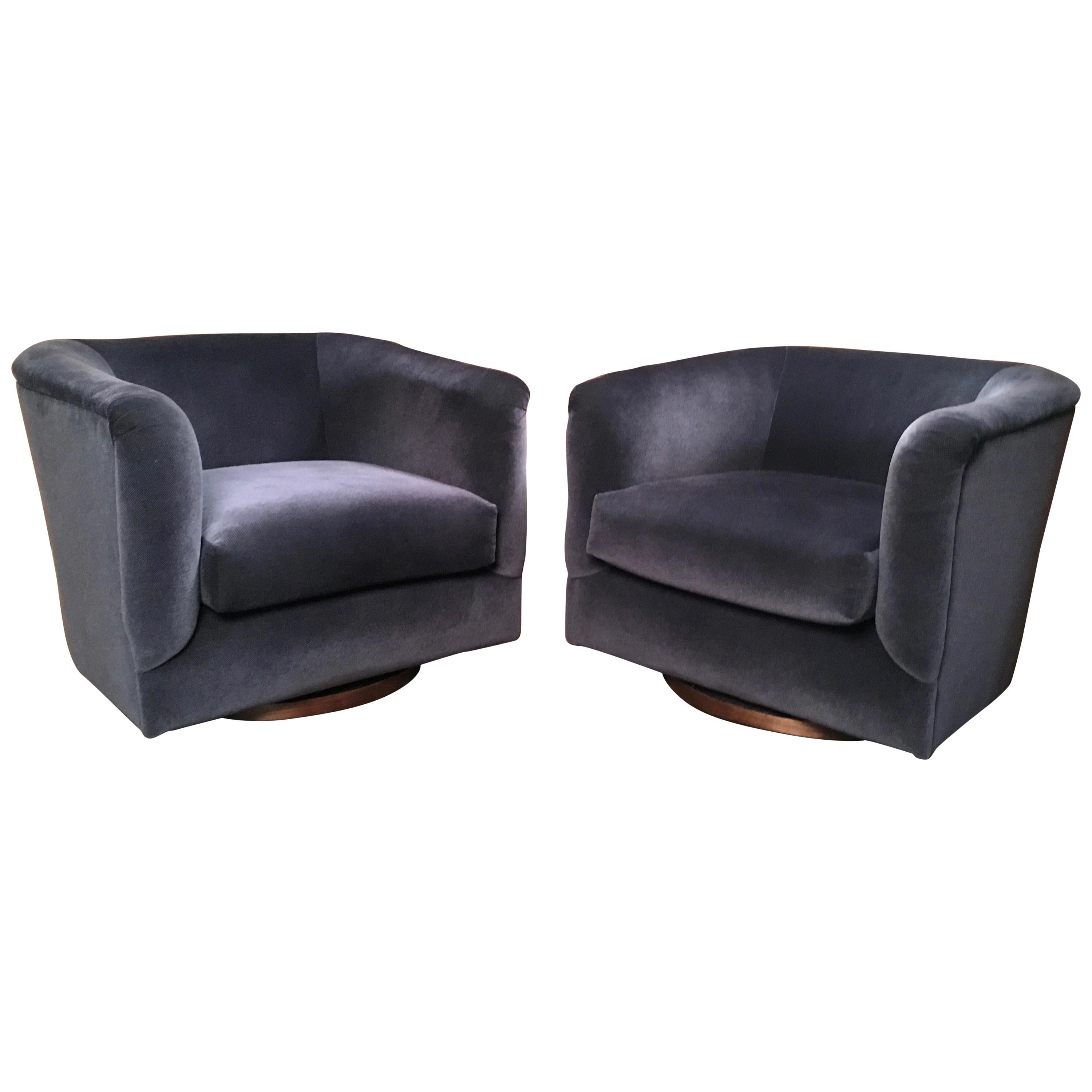 Pair of 1970s Swivel Club Chairs