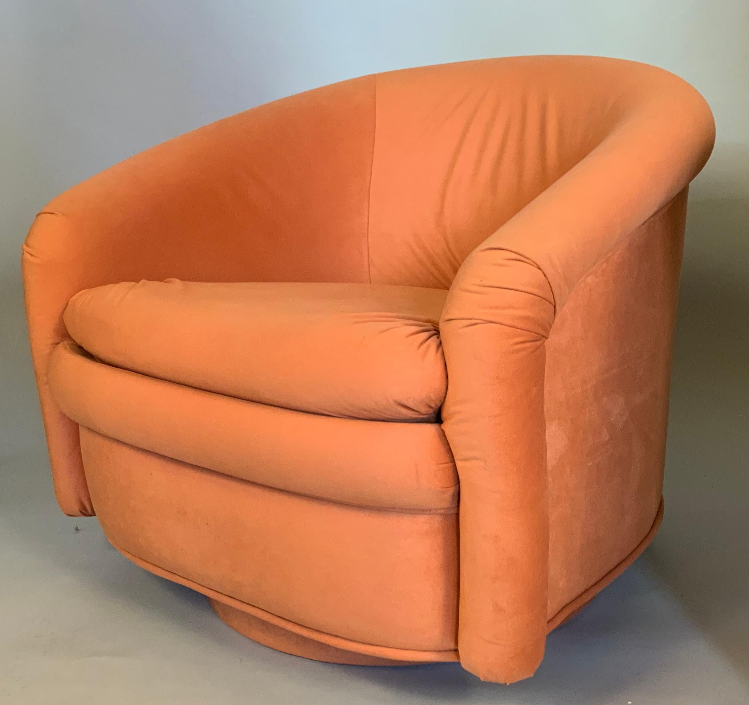American Pair of 1970's Swivel Lounge Chairs