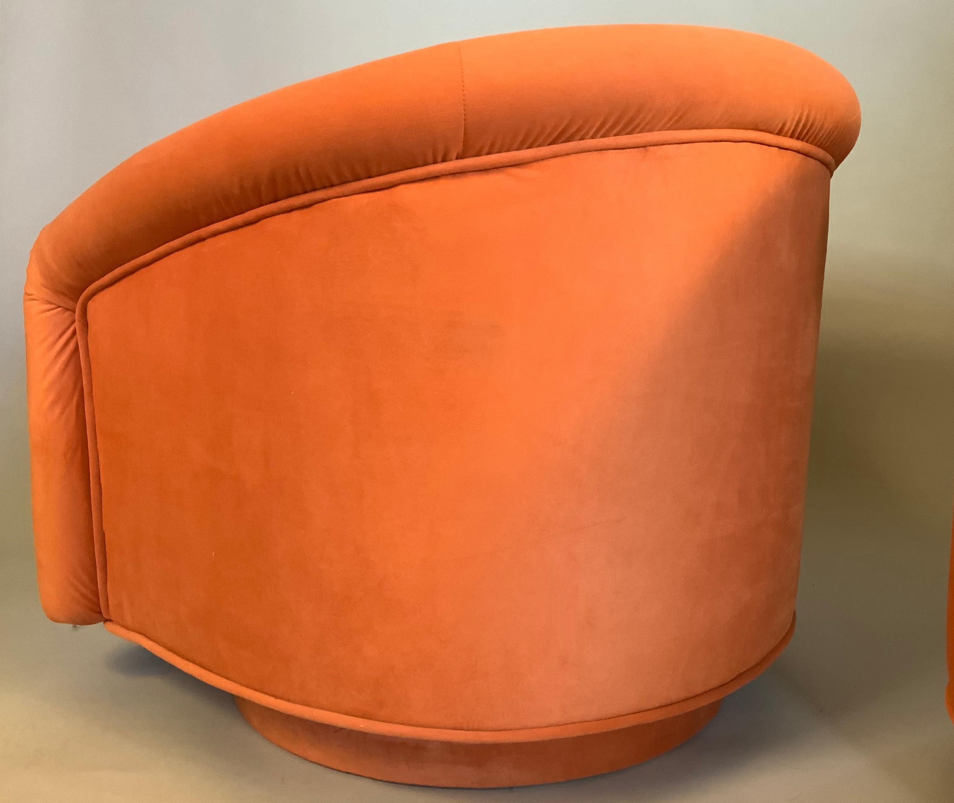 Upholstery Pair of 1970's Swivel Lounge Chairs