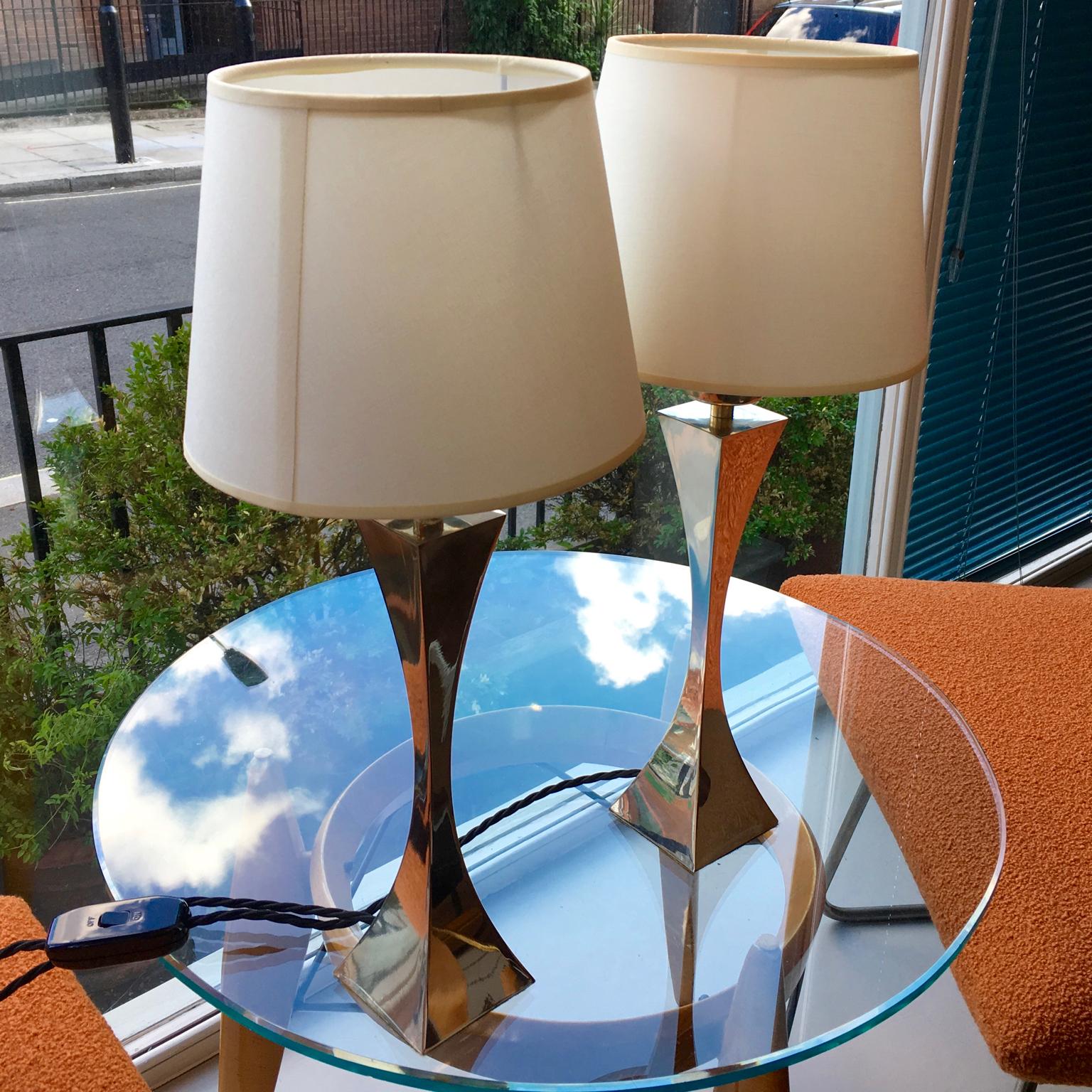 Italian Pair of 1970s silver plated table Lamps by Tonello and Montagna Grillo