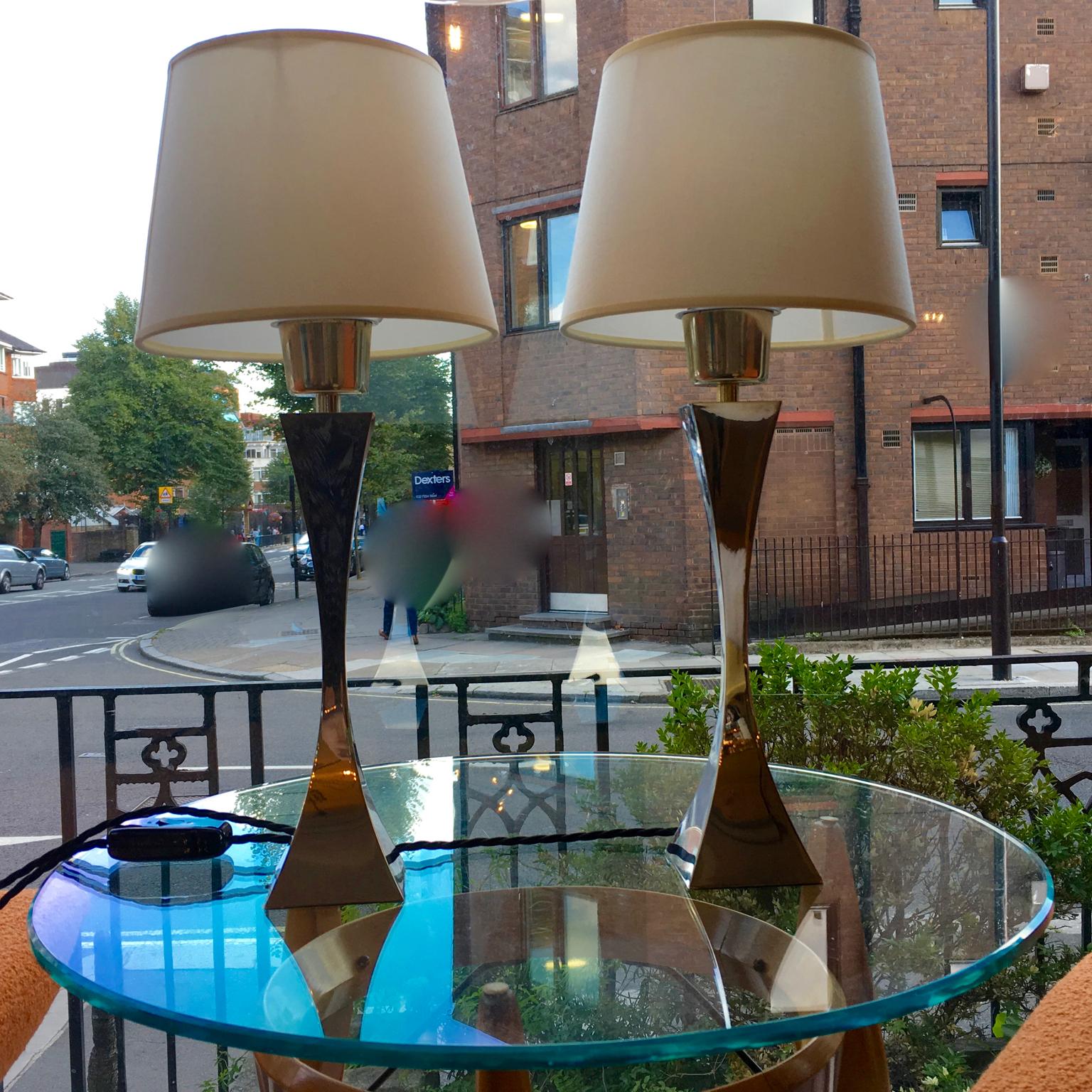 Pair of 1970s silver plated table Lamps by Tonello and Montagna Grillo In Good Condition In London, GB