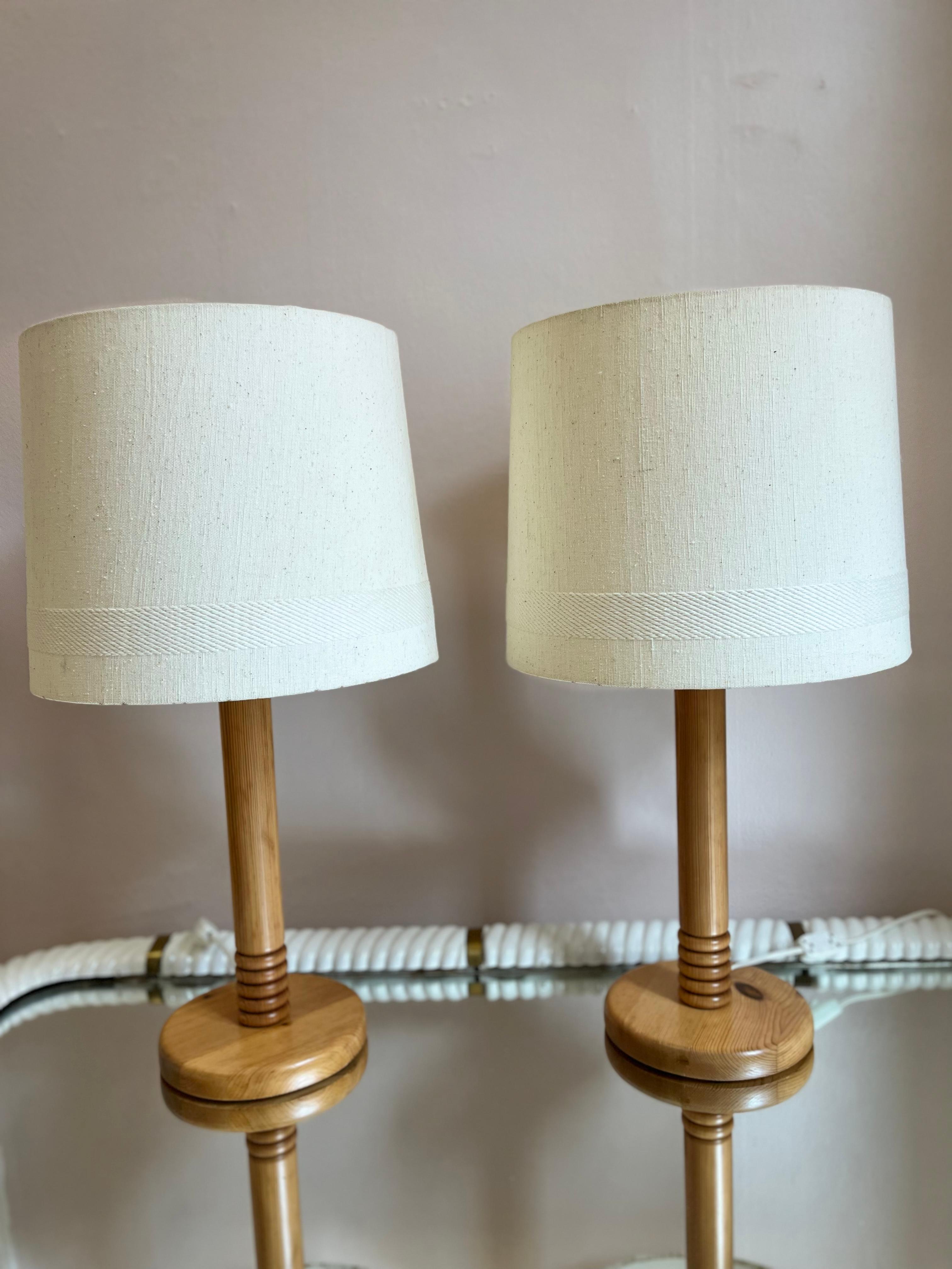 Pair of 1970s tall Danish wooden table lamps For Sale 6