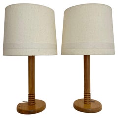 Used Pair of 1970s tall Danish wooden table lamps