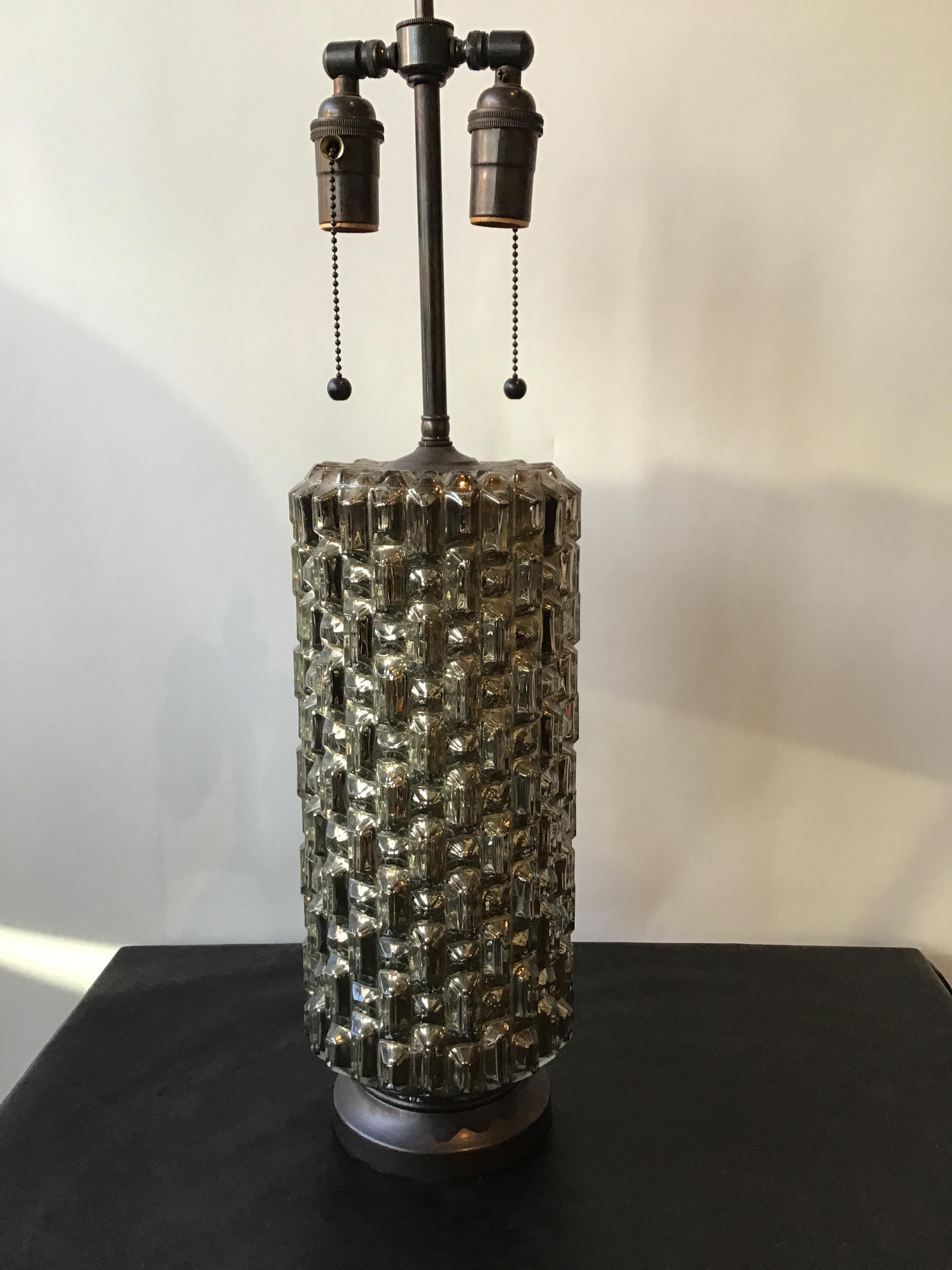 Pair of 1970s Textured Mercury Glass Lamps For Sale 3