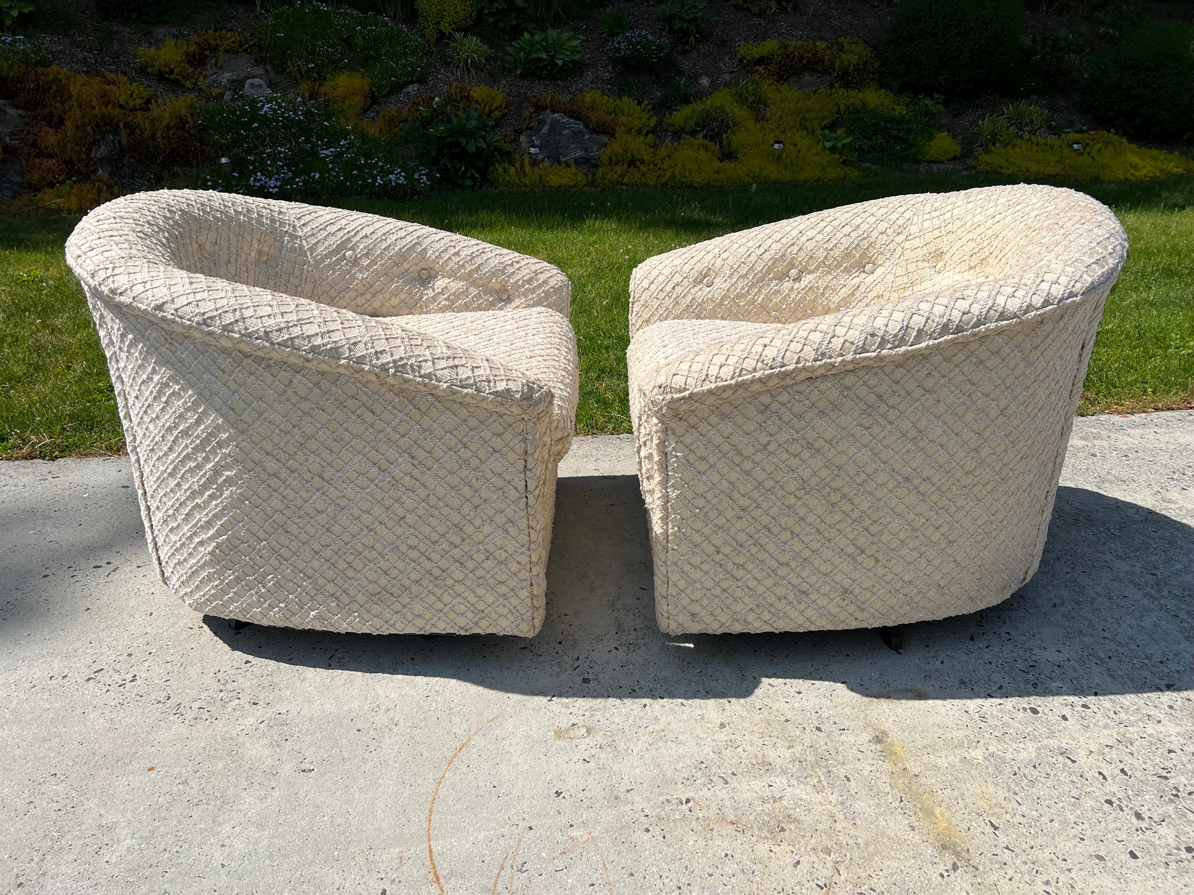 Pair of 1970s Textured Swivel Chairs 2