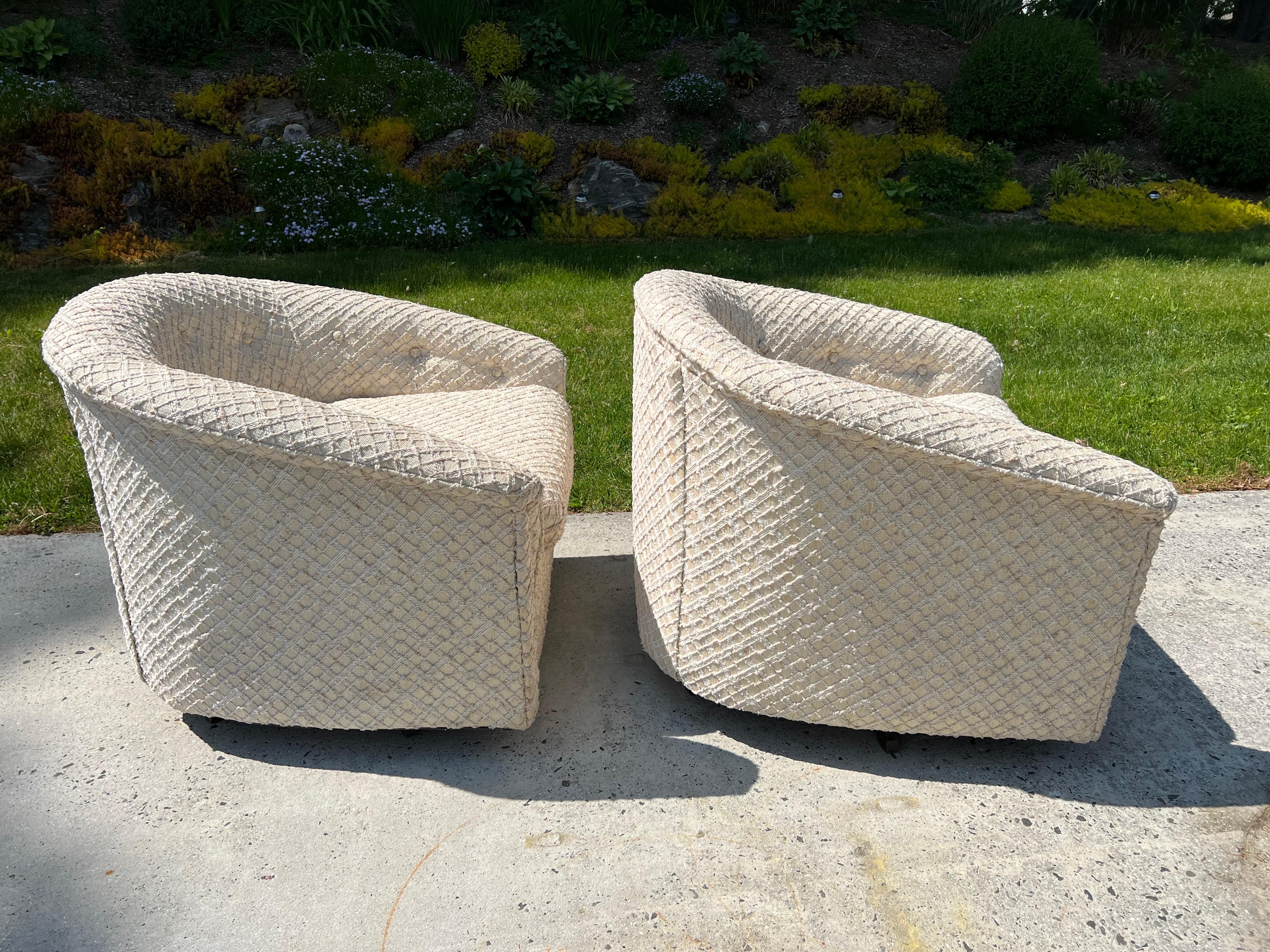 Pair of 1970s Textured Swivel Chairs 3