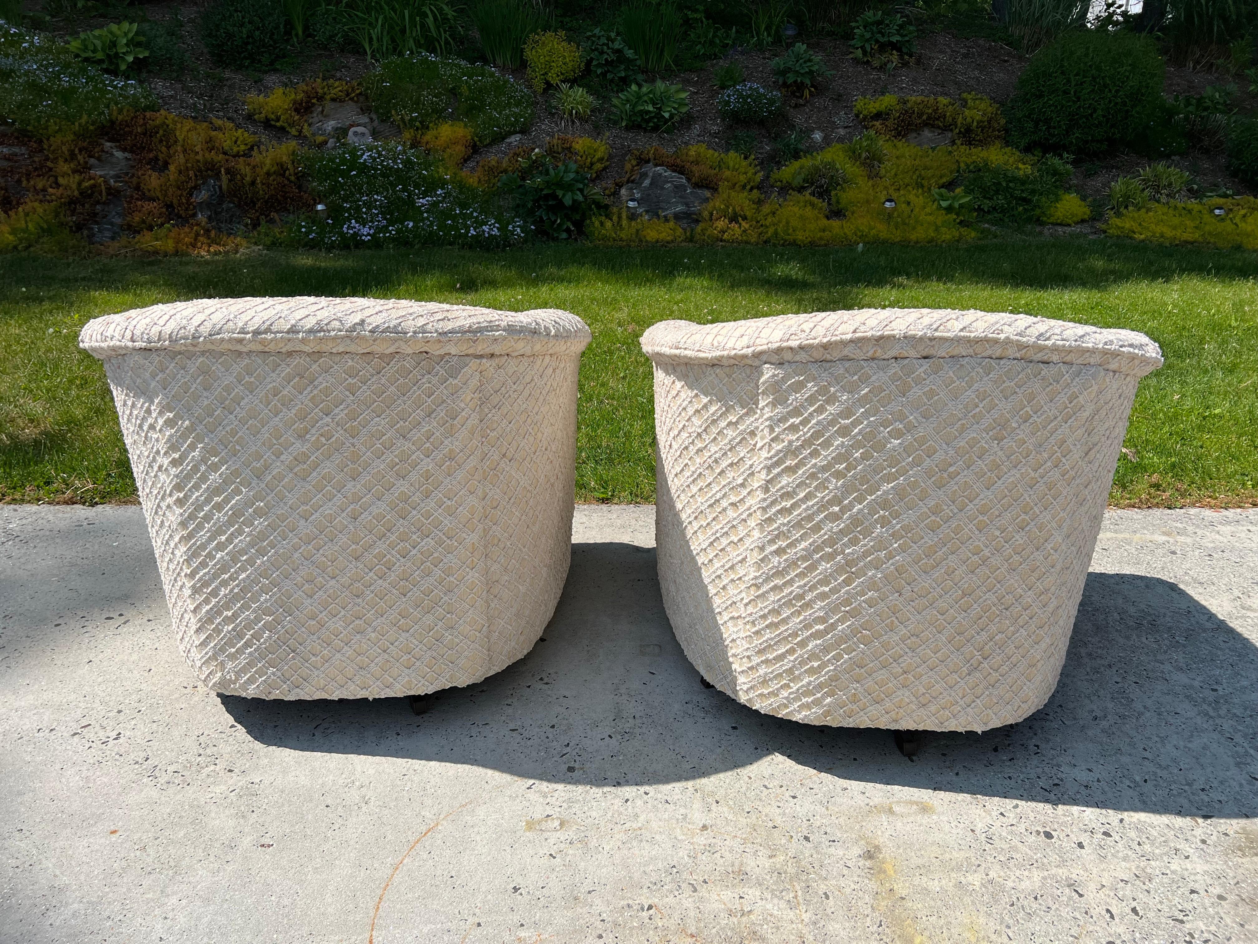 Pair of 1970s Textured Swivel Chairs 4