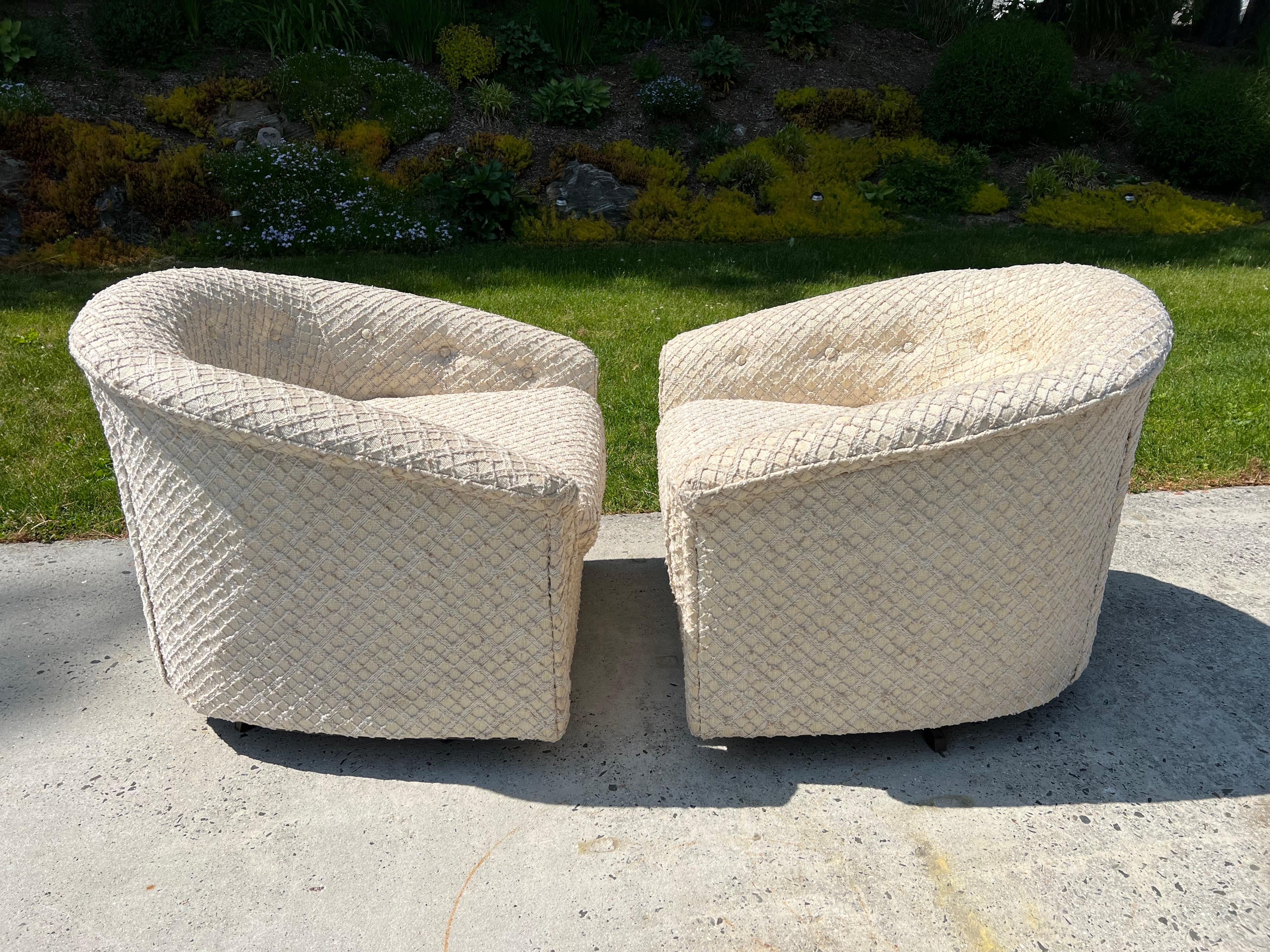 Pair of 1970s Textured Swivel Chairs 1