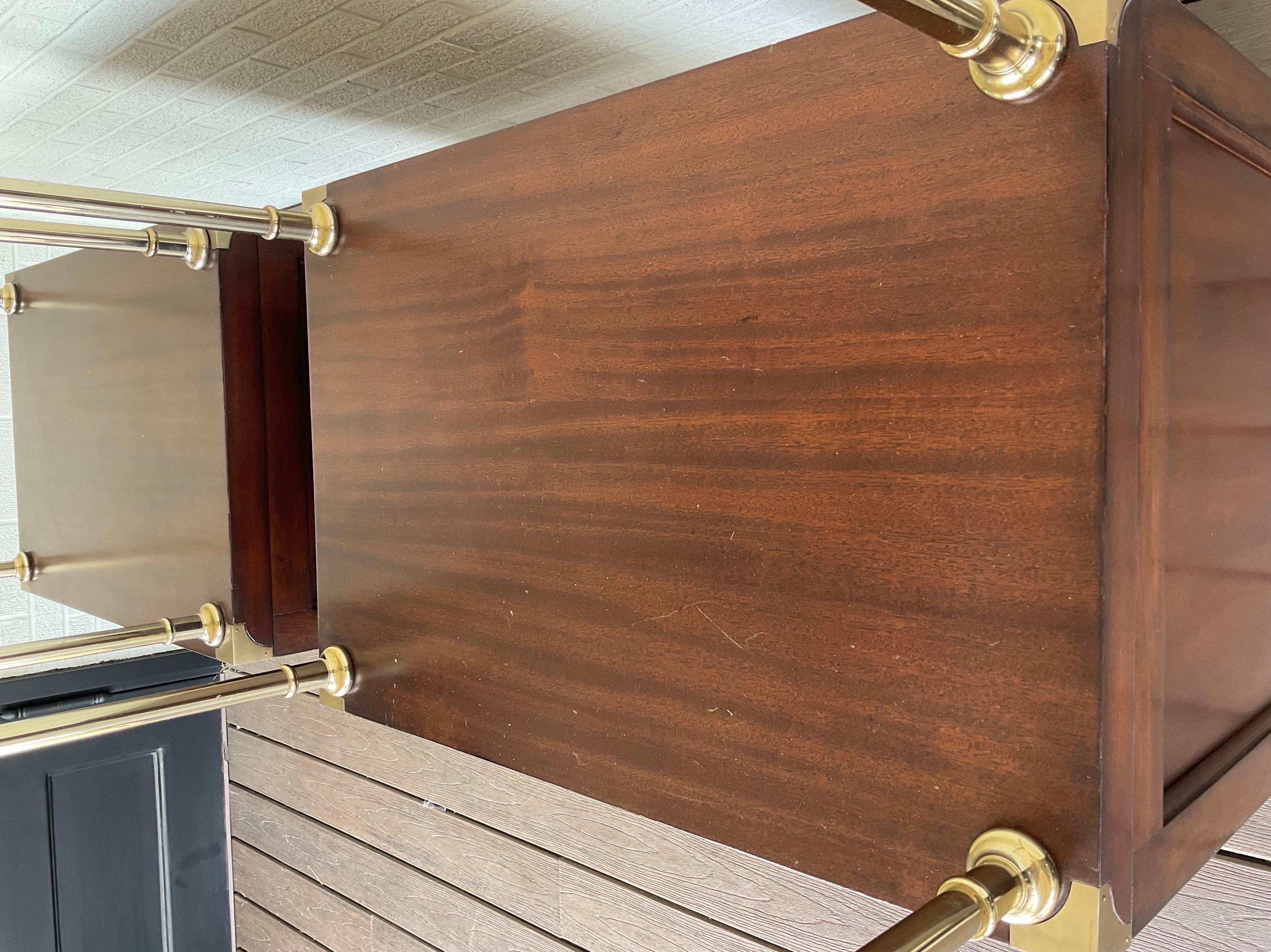 Pair of 1970’s Thomasville Brass and Mahogany Etegeres For Sale 4