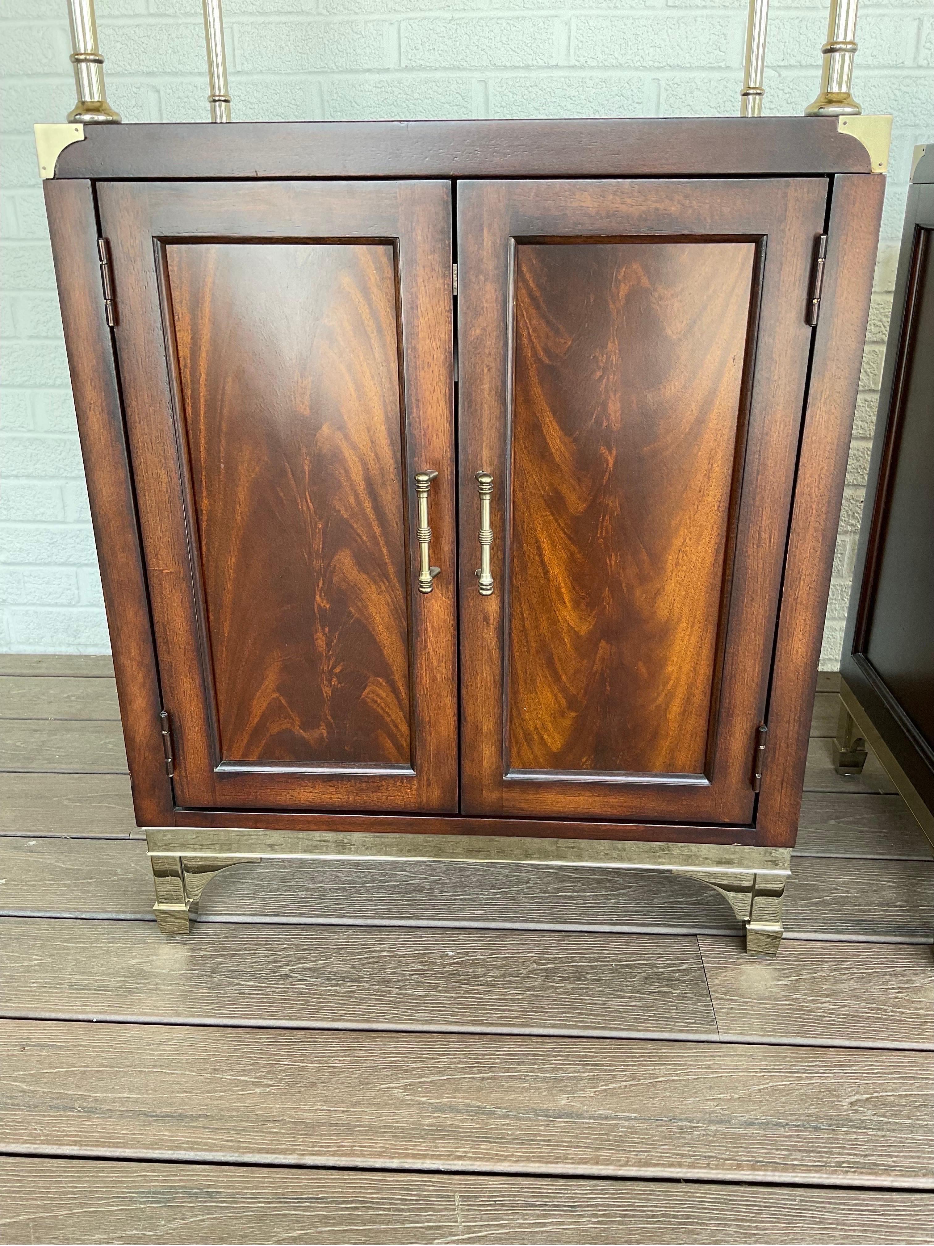 American Pair of 1970’s Thomasville Brass and Mahogany Etegeres For Sale