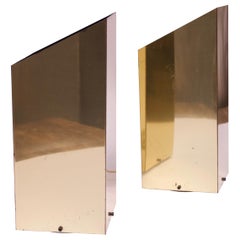 Pair of 1970s Trapezoidal Brass Table Lamps by George Kovacs