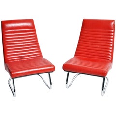 Pair of 1970s "Tulip Red" Lounge Chairs