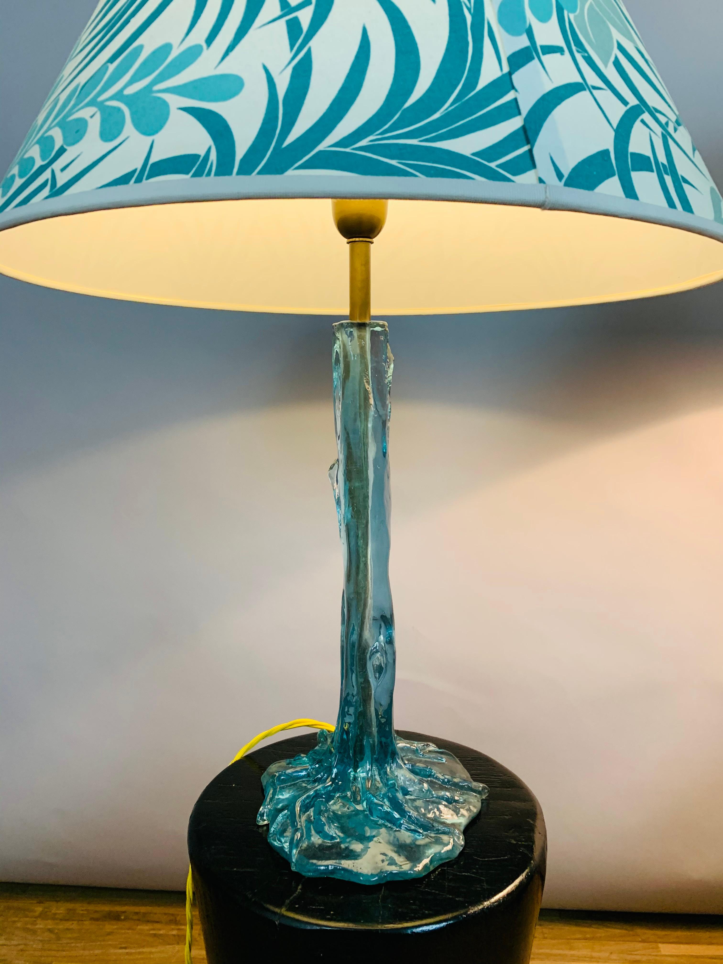 Pair of 1970s Turquoise Resin Tree & Roots Table Lamps Inc Original Shades 4