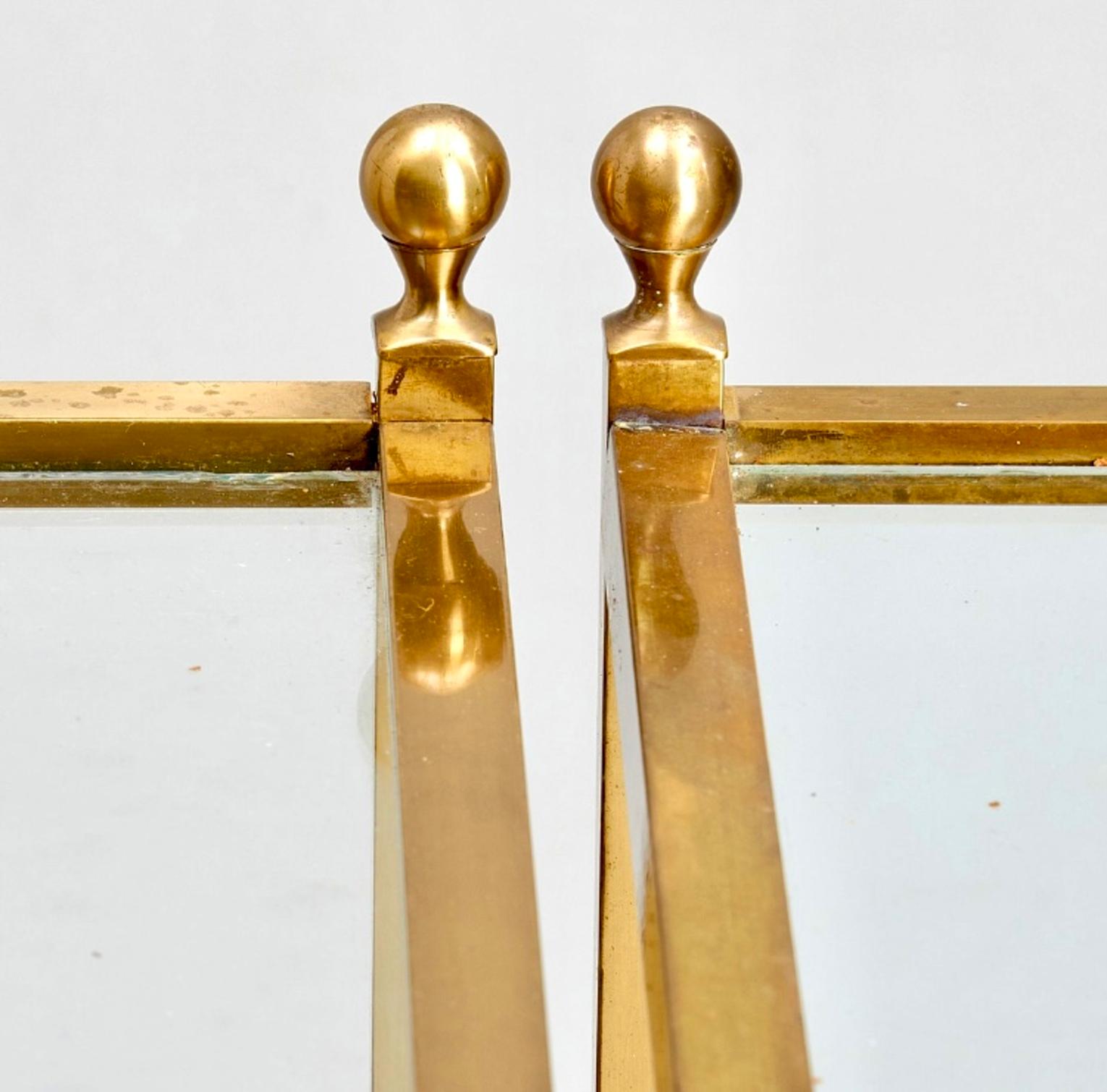 Pair of 1970s Two Tier Brass an Glass Side Tables For Sale 10
