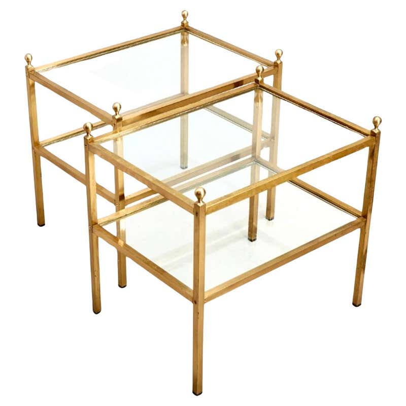 Two-Tier Brass and Glass Side Table at 1stDibs