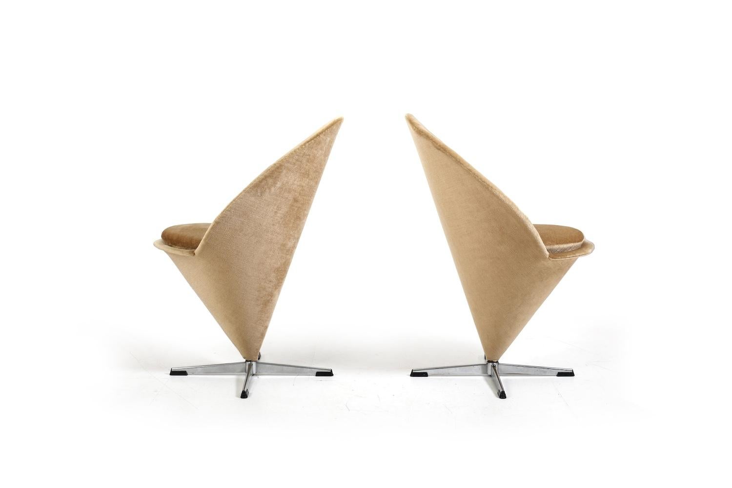 Danish Pair of 1970s Verner Panton Cone Chairs by Plus Linje