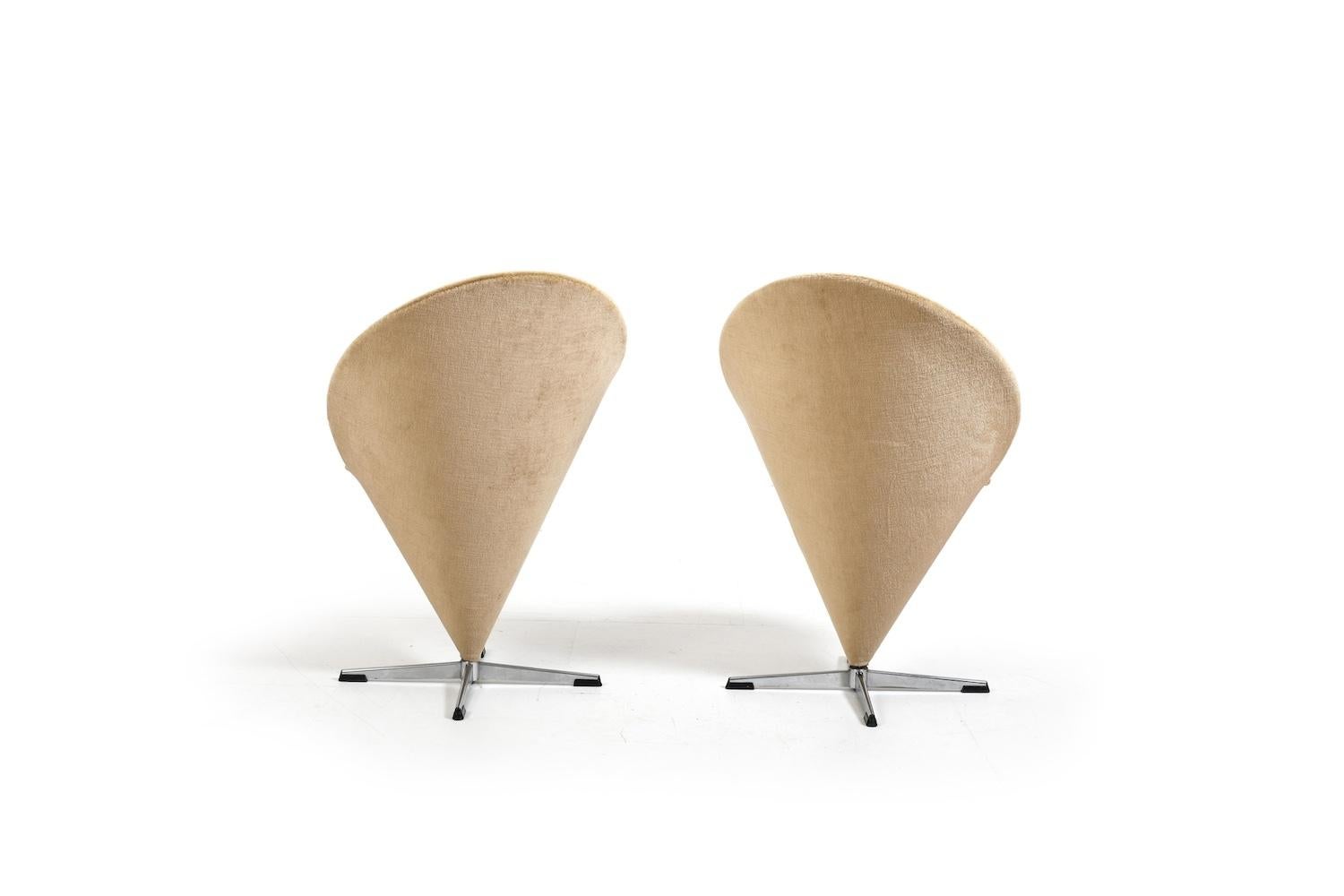 Pair of 1970s Verner Panton Cone Chairs by Plus Linje In Good Condition In Handewitt, DE