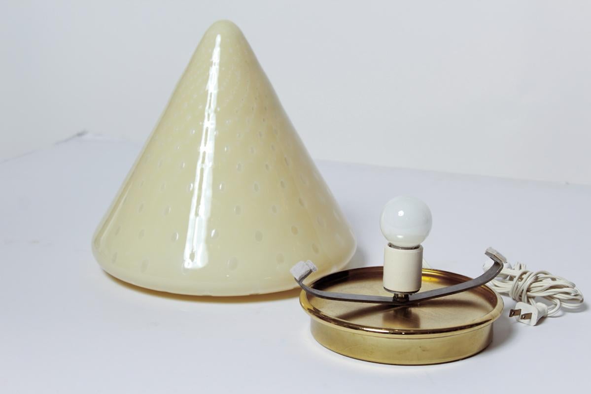 Pair of 1970's Vetri Murano Cone Shaped Table Lamps For Sale 2