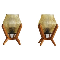Pair of 1970's Vintage bedside table lamps by Drevo Humpolec