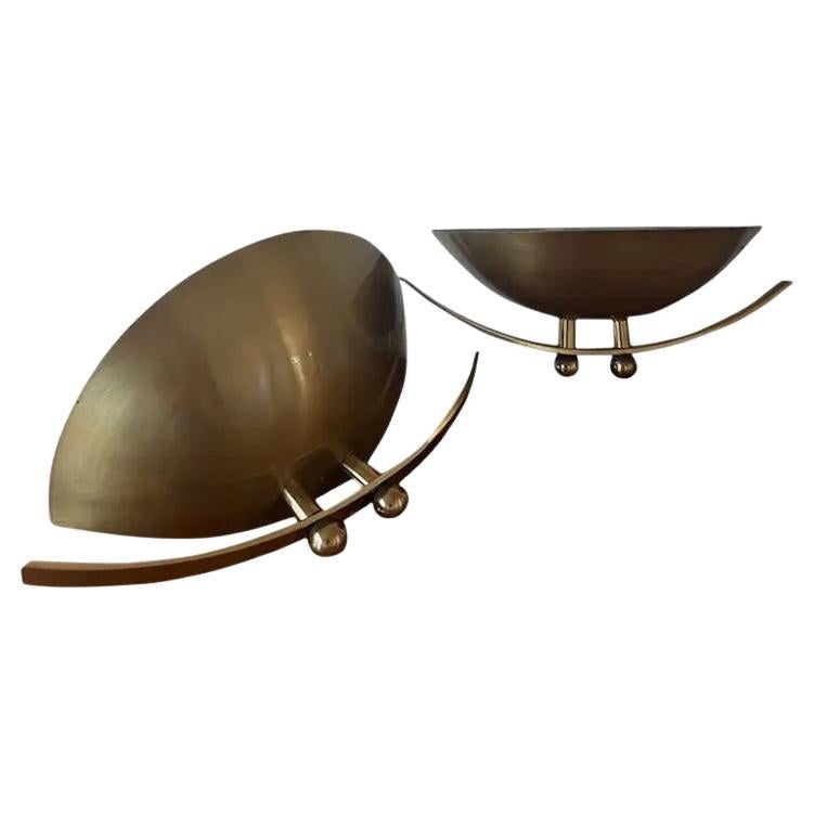 Paar 1970's Vintage Messing Wandleuchter