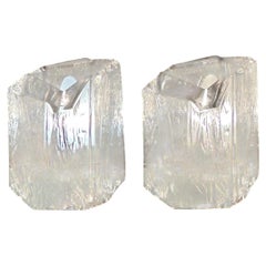 Pair of 1970s Vintage German Peill & Putzler Glacier Iced Glass Table Lamps