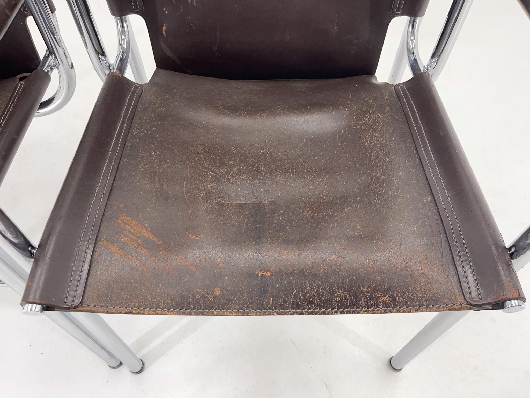 Pair of 1970s Vintage Hans Eichenberger Leather & Chrome Lounge Chairs, Labeled For Sale 5