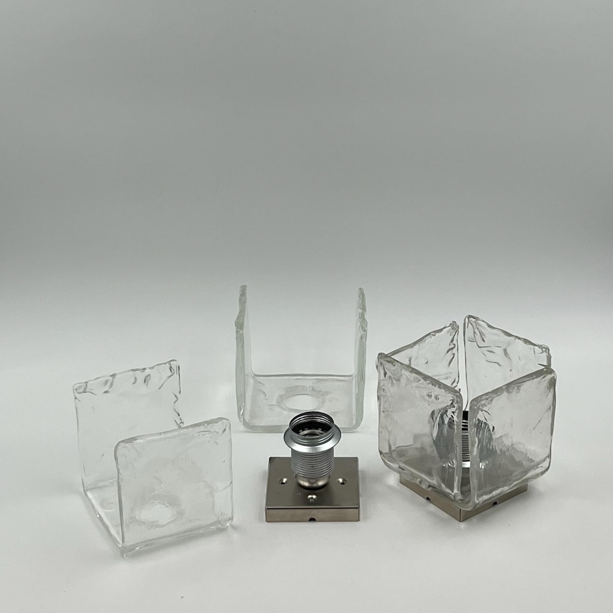 Paire de lampes vintage des années 1970 fabriquées à la main en verre de Murano par Toso en vente 3