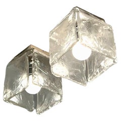 Ein Paar 1970er Vintage-Lampen aus Murano-Eisglas von Toso Ein Paar 1970er Vintage-Lampen aus Murano-Eisglas von Toso