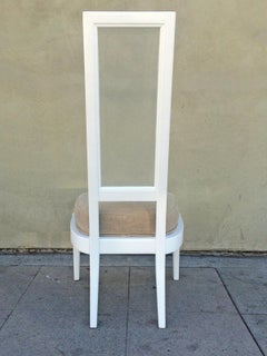 Pair of 1970s White Lacquer and Lucite Beige Dining Chairs