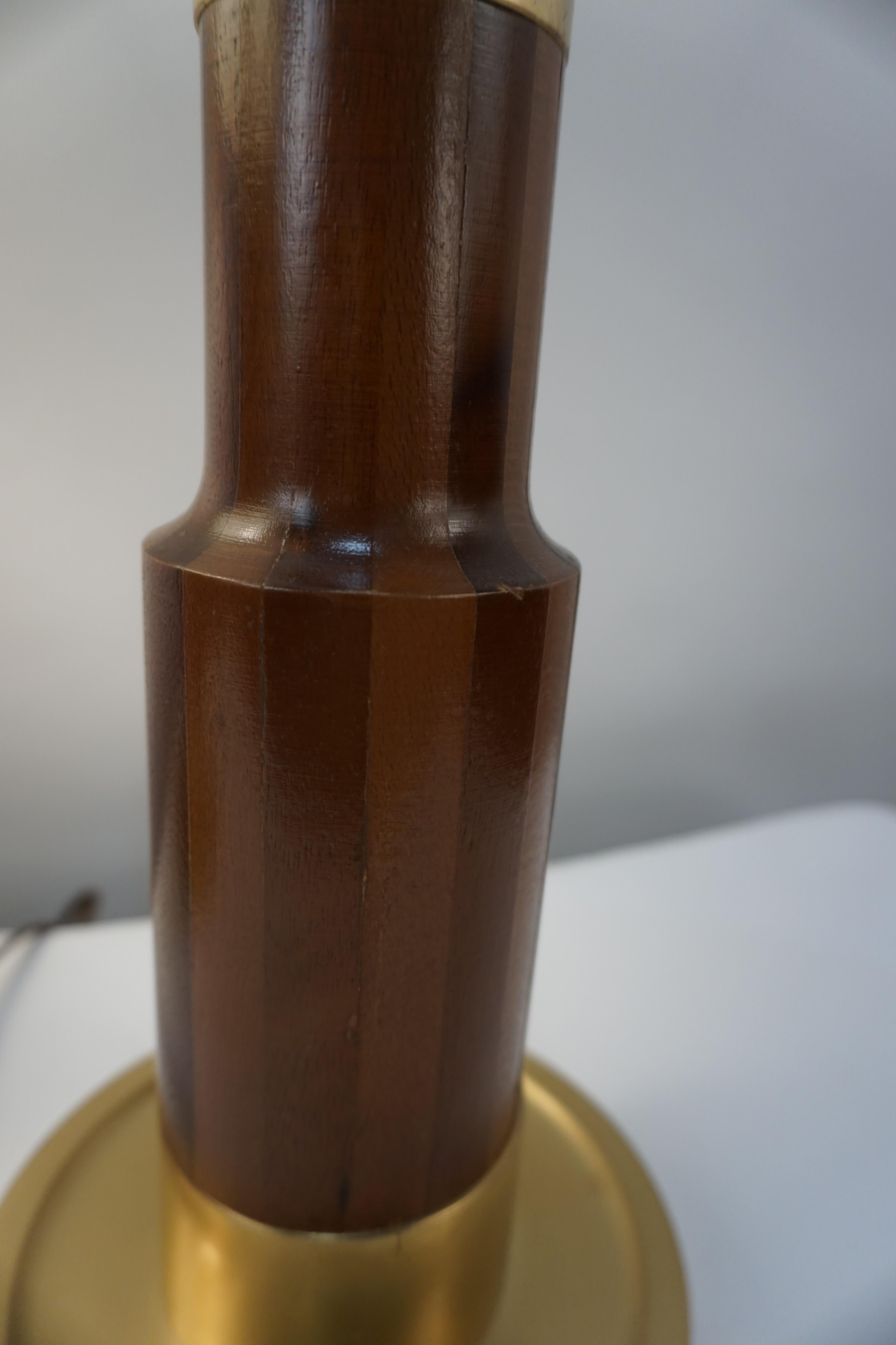 Pair of 1970's Wood and Bronze Table Lamps 1