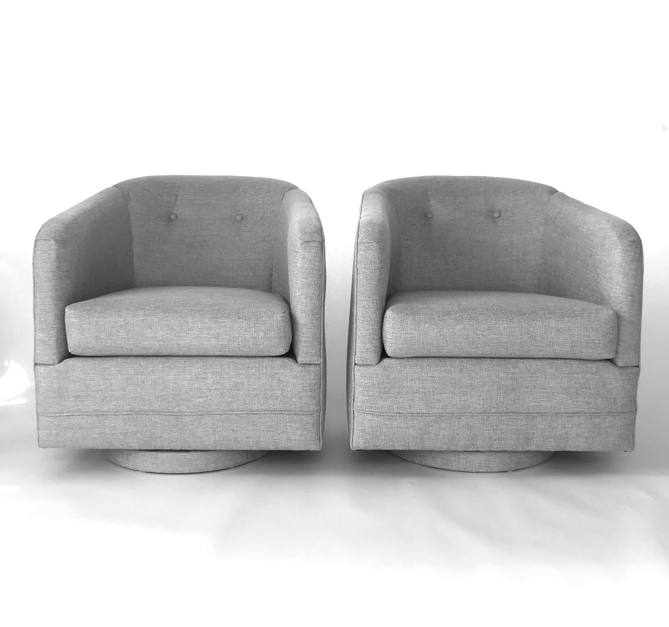 Pair of 1970s Woven Swivel Lounge Chairs by Milo Baughman im Zustand „Hervorragend“ in Fort Lauderdale, FL