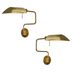 Paire d'appliques en laiton articulées italiennes Zonca des années 1970